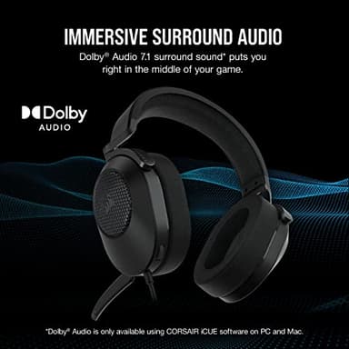 CORSAIR HS65 SURROUND Multiplatform Wired Gaming Headset – Dolby Atmos – SonarWorks SoundID – iCUE Compatible – PC, Mac, PS5, PS4, Xbox, Nintendo Switch, Mobile – Carbon - Image 3