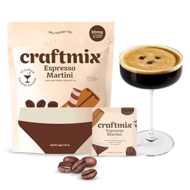 Craftmix Espresso Martini Cocktail & Mocktail Drink Mixer, Skinny Mixes - Water Flavoring Packets - Made With Real Coffee Beans - Vegan, Low-Carb, Low-Sugar, Non-GMO, Dairy Free, Gluten Free, 12 Pack - Image 1