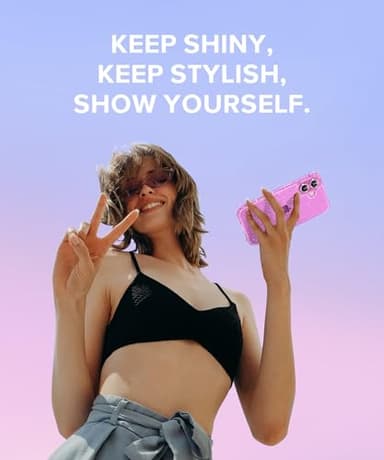 BERFY for iPhone 16 Plus Case Glitter, with 9H Tempered Screen Protector + 2X Diamond Camera Lens Protectors, [Non-Yellowing] Women Clear Sparkly Cute Bling Hard Shockproof Cover 6.7", Shiny Purple - Image 6