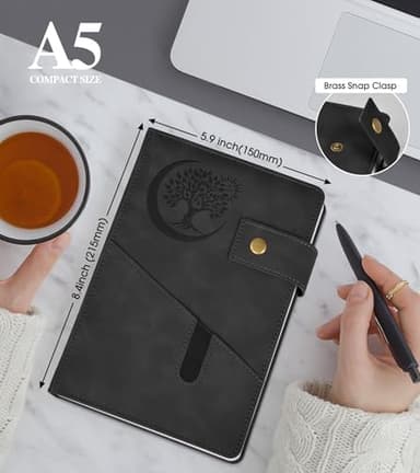 PAIBAS Blank Journal Notebook, A5 Hardcover Leather Sketchbook with 200 Pages Thick Blank Paper for Men Women, Unlined Drawing & Writing Journal, 5.9" x 8.4" Plain Notebook (black) - Image 2