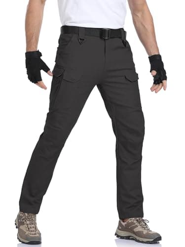 NAVEKULL Men's Tactical Pants Lightweight Stretch Flex Work Pants Cotton Relaxed Fit Cargo Pants Multi Pocket EDC Utility Construction Pants Military Combat Trousers Outdoor Hiking Pants Black - Image 6