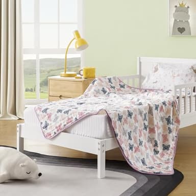 ZPECC Muslin Toddler Blanket Thicker, 47x47 Organic Cotton Kids Quilt Hypoallergenic for Baby Essentials Crib Stroller Daycare Cot, Butterfly - Image 2