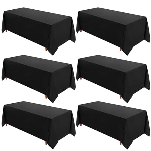 VidaFete Table Cloth 6 Pack 90 * 156inch Rectangle Tablecloth Polyester, Stain Wrinkle Resistant Polyester Dining Table Cover for Kitchen Dinning Party Wedding Rectangular Tabletop Decoration(Black) - Image 1
