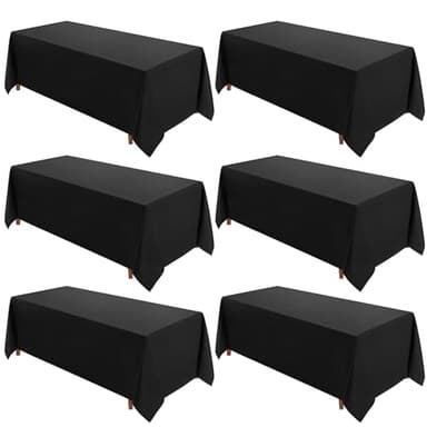 VidaFete Table Cloth 6 Pack 90 * 156inch Rectangle Tablecloth Polyester, Stain Wrinkle Resistant Polyester Dining Table Cover for Kitchen Dinning Party Wedding Rectangular Tabletop Decoration(Black) - Image 1