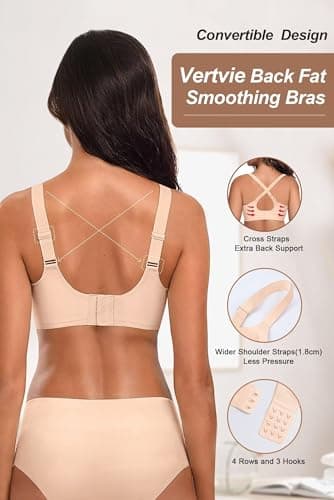 Vertvie Womens Seamless Bra No Underwire Comfort Push Up Bras Buttery Soft Wireless Bralette Full Coverage Sport Everyday Bra(Jacquard Nude,XX-Large) - Image 3