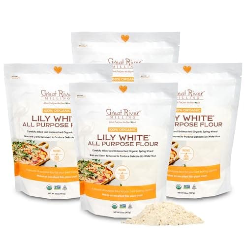 Great River Organic Milling Lily White Organic All-Purpose Flour | Unbleached & Unbromated | Non-GMO, Kosher | Ideal for Bread, Cookies, Cakes, Pizza Dough & Everyday Baking | 2 Lb (Pack of 4) - Image 1