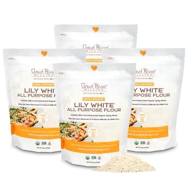 Great River Organic Milling Lily White Organic All-Purpose Flour | Unbleached & Unbromated | Non-GMO, Kosher | Ideal for Bread, Cookies, Cakes, Pizza Dough & Everyday Baking | 2 Lb (Pack of 4) - Image 1