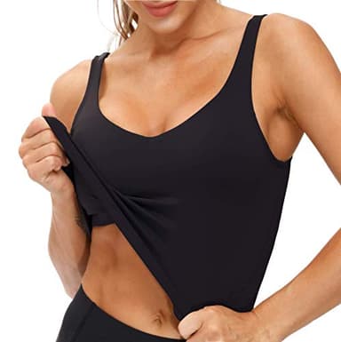 Women’s Longline Sports Bra Wirefree Padded Medium Support Yoga Bras Gym Running Workout Tank Tops (Black, X-Large) - Image 4