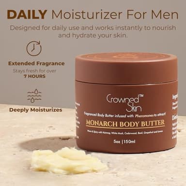 Crowned Skin King and Reign Cologned Body Butter Bundle | Sandalwood, Leather, Fresh, and Nautical Scents | Infused with Organic Shea & Mango Butters | Moisturizing Formula with All-Day Fragrance - Image 3