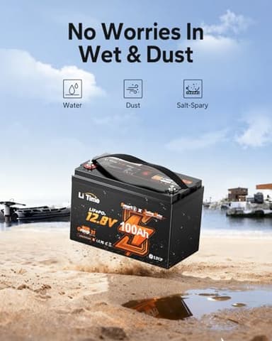 Litime 12V 100Ah Trolling Motors LiFePO4 Battery (Group 31), 12 Volt Bluetooth Lithium Batteries, Max. 15000 Deep Cycles, 100A BMS, Low-Temp Protection for Marine, Boat, Yacht, RV, Solar (2-Pack) - Image 4