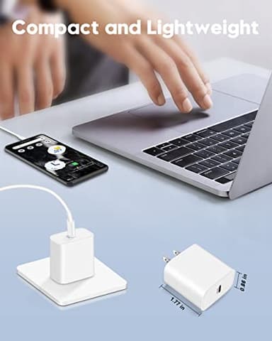 [2025 Upgraded] iPhone 16e/16 Pro/17 Charger, 2-Pack 20W USB C Fast Wall Charger Block with 60W 6FT USB C Charging Cable Cord for iPhone 17/17 Pro Max/Air/16/16e/15/15 Pro Max/Plus, iPad Power Adapter - Image 7