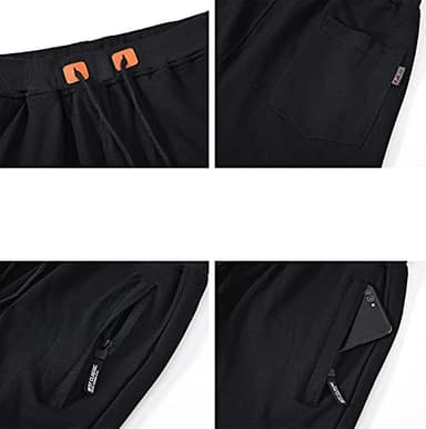 QPNGRP Mens Shorts Casual Drawstring Zipper Pockets Elastic Waist Black 38 - Image 3