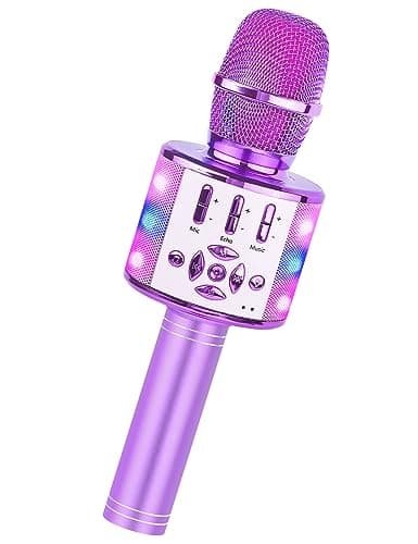 Amazmic Toys for Girls, Kids Karaoke Microphone Toddler Microphone for Kids with Lights, Birthday Gift for Girls, Boys Toy Age 3 4 5 6 7 8+(Light Purple) - Image 1