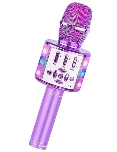 Amazmic Toys for Girls, Kids Karaoke Microphone Toddler Microphone for Kids with Lights, Birthday Gift for Girls, Boys Toy Age 3 4 5 6 7 8+(Light Purple) - Image 1