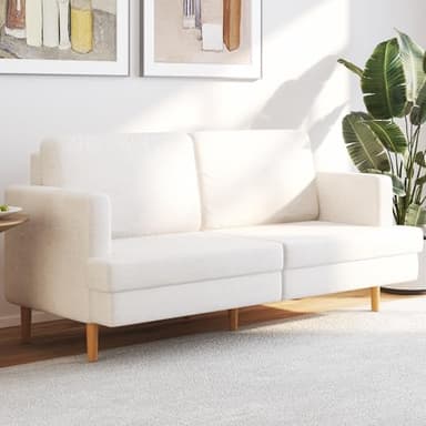 FLEXISPOT 70" Loveseat Sofa Couch for Living Room with Deep Seat, Solid Wood, Removable Cover, Modern Sofa Couch for Apartment Office Bedroom, Beige (SF1) - Image 1