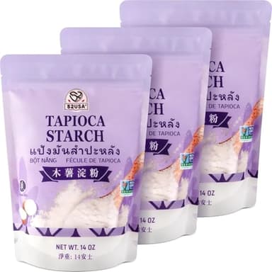 52USA Tapioca Starch, 3 Pack (42oz Total) | Tapioca Flour from Cassava Root | Gluten Free Flour Substitute | Vegan, Kosher, Non-GMO | All Natural, No Preservatives | Thickener for Baking, Cooking, Soups & Bubble Tea - Image 1