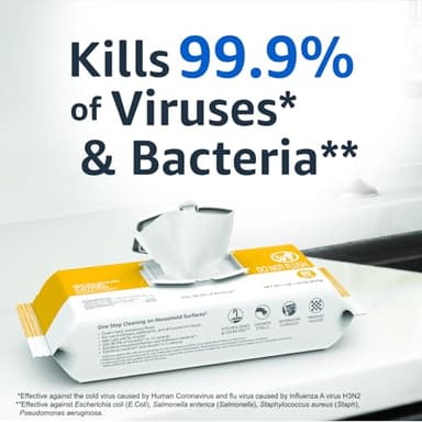 Amazon Basics Disinfecting Wipes, Lemon & Fresh Air Scent, Sanitizes/Cleans/Disinfects/Deodorizes, 320 Count (4 Packs of 80) - Image 3