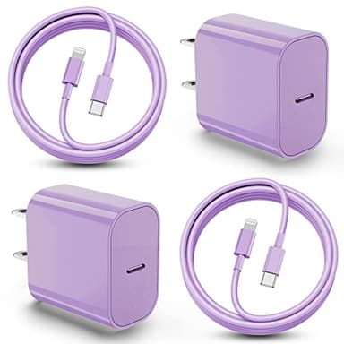 6ft iPhone Fast Charging Cable, 20W USB C Wall Charger With Type C to Lightning Cord for iPhone 14/13/12/11 Pro Max Plus, iPad - 2Pcs Purple - Image 1