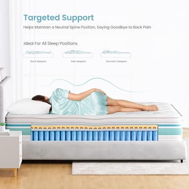TeQsli Twin Size Mattress, 12 Inch Hybrid Mattress in a Box, Individual Pocket Spring Hybrid Mattresses for Cool Night & Pressure Relief, Medium Firm with Motion Isolating, 100 Nights Trial - Image 3