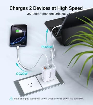 40W USB C Charger Cube, 2-Pack Wall Plug Fast Charging Block, 4-Port PD+QC Power Adapter Multiport Brick Type C Box for iPhone 16/15/14/13/12/11/Pro Max/XS/XR/8/7, Tablets, Cellphones - Image 3