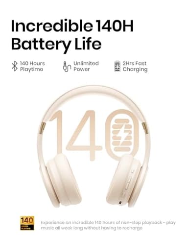 Picun Solo6 Wireless Bluetooth Headphones, 5EQ Music Mode, On-Ear Headphone with Built-in Microphone, Foldable Headset with 140H Battery Life, App Control for Girls, Home, School, Travel (Khaki) - Image 3