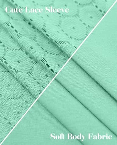 V Neck Blouses for Women Dressy Casual Lace 3/4 Sleeve Summer Spring Tops for Women 2025 Business Casual Aqua L - Image 4