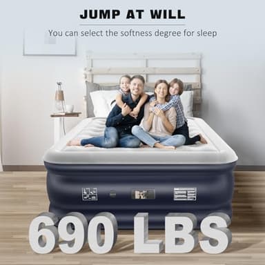 nalone Air Mattress Queen with Built in Pump, 18'' Raise Luxury Inflatable Mattress, 2025 Upgraded Fast Blow Up Mattress with Carry Bag, Portable Air Bed for Home, Travel & Camping, 690lbs Max - Image 2