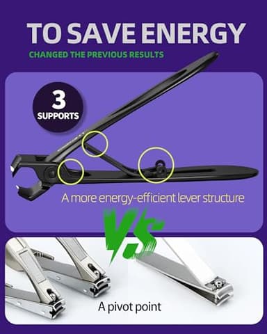 SZQHT Ultra Wide Jaw Opening Nail Clippers Set, Toenail Clippers for Thick Nails, Heavy Duty Nail Cutter, Stainless Steel Toe Nail Clippers for Seniors, Men & Women Manicure,Pedicure,Big(Black) - Image 4