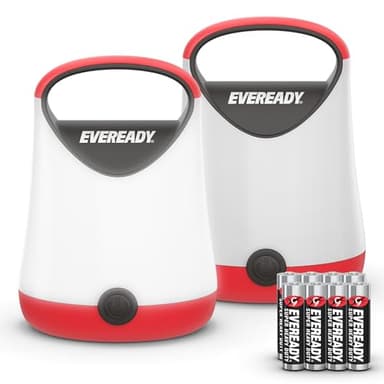 Eveready LED Camping Lantern X-250 (2-Pack), Super Bright Tent Lights, Rugged Water Resistant LED Lanterns, 100 Hour Run-time (Batteries Included), Red and Black - Image 1