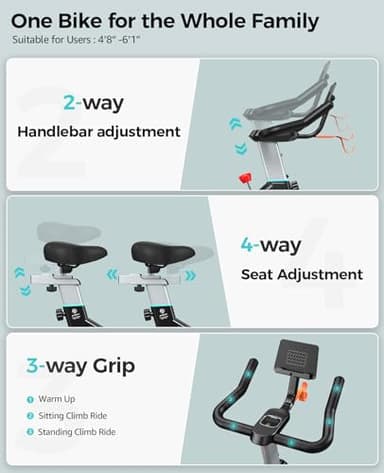 Exercise Bike Adjustable Resistance Cardio Workout Indoor Fitness Bike w/LCD Monitor Adjustable Seat Straps Foot Pads Home Office Fitness Training Workout - Image 5