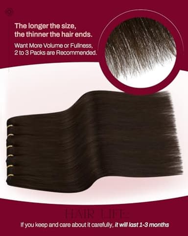 Moresoo Brown Sew in Hair Extensions Real Human Hair Remy Straight Weft Hair Extensions Human Hair Medium Brown 100 Grams 24Inch - Image 3