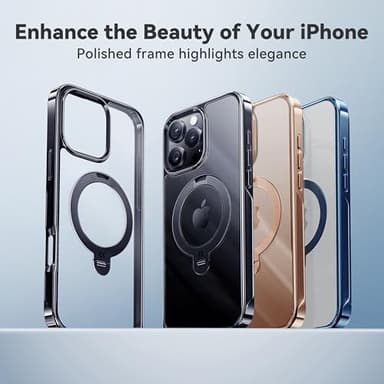 CASEKOO Titanium for iPhone 16 Pro Case with 360° Spin Magnetic Stand [Compatible with Magsafe][16FT Military Protection] Polished for iPhone 16 Pro Case with Stand Ring 6.3'', Premium Black - Image 2