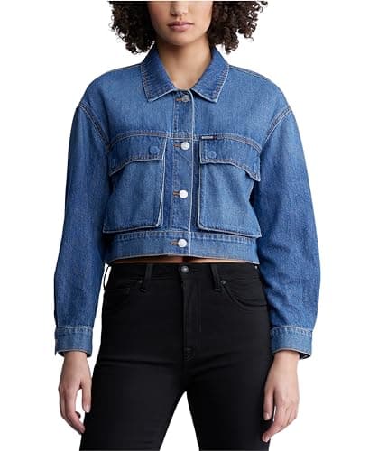 Buffalo David Bitton Women's Teagan Boxy Cropped Denim Jacket, Authentic Worn - Image 1
