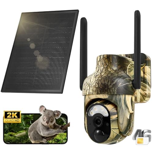 4G LTE Cellular Trail Cameras 2K 360° View Live Streaming Game Camera Built-in SIM Card with Motion Activated Color Night Vision Remote Phone Access Solar Powered Trail Camera IP65 Waterproof - Image 1