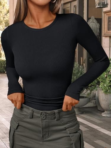 AUTOMET Womens Long Sleeve Shirts Tops Blouses Fall Fashion Ribbed Knit Casual Tshirts Trendy Cute Workout Clothes Black S - Image 6