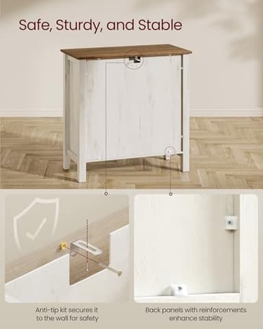 VASAGLE LIRY Collection - Buffet Cabinet, Coffee Bar Cabinet with a Drawer, Adjustable Shelf, Sideboard Storage with Cable Hole, Drawer Divider, Rustic White and Honey Brown UBBK341W01 - Image 7