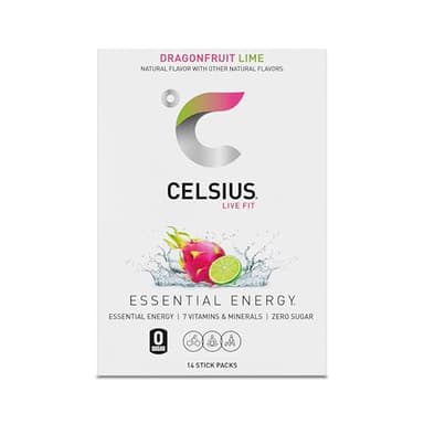 CELSIUS® On-the-Go Powder Sticks Dragonfruit Lime, Essential Energy 2.8 Oz (14 Sticks per Pack) - Image 5