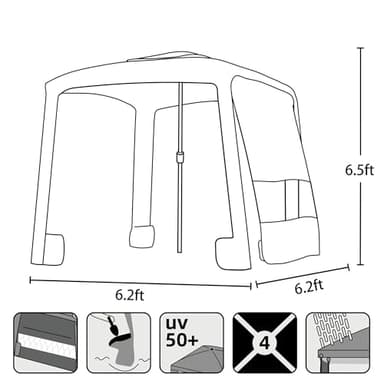AMMSUN Beach Cabana, 6.2'×6.2' Beach Canopy, Easy Set up and Take Down, Cabana Tent with Sand Pockets, Instant Sun Shade with Side Wall, Siesta Stripe - Image 7