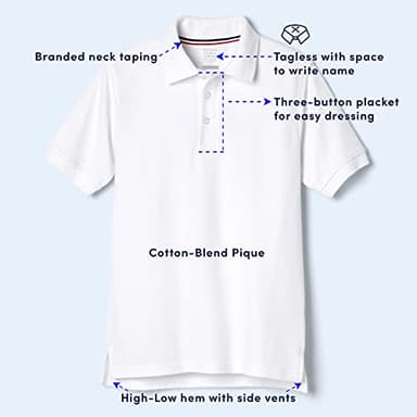 French Toast boys Short Sleeve Pique (Standard & Husky) Polo Shirt, White, 10-12 - Image 3