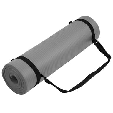 Fitvids All Purpose 1/2-Inch Extra Thick High Density Anti-Tear Exercise Yoga Mat with Carrying Strap, Gray - Image 1