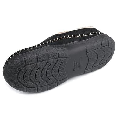 Zigzagger Men's Slip On Moccasin Slippers, Indoor/Outdoor Warm Fuzzy Comfy House Shoes, Fluffy Wide Loafer Slippers,Black, 11-12 D(M) US - Image 4