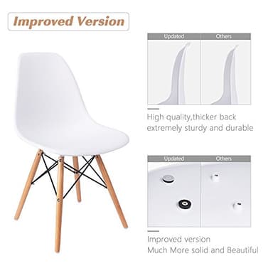 Furmax Modern Style Dining Chair Mid Century Modern DSW Chair, Shell Lounge Plastic Chair for Kitchen, Dining, Bedroom, Living Room Side Chairs Set of 4(White) - Image 4