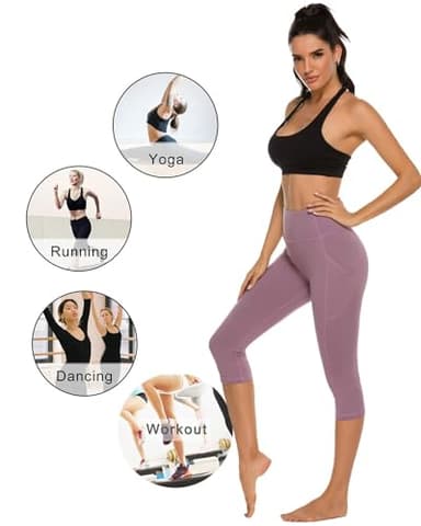 Stelle Womens High Waisted Legging Yoga Pants with Pockets for Workout(Dusty Lavender,S) - Image 7