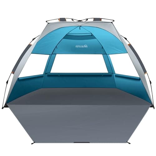 OutdoorMaster Beach Tent Sun Shelter for 3-4 Person, Pop Up Beach Tent Easy Setup with Sandbags, Portable Sun Shade Canopy with Carrying Bag for Beach & Outdoor, UPF50+ UV Protection - Ocracoke Coast - Image 1