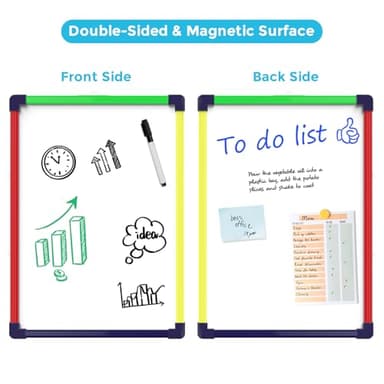 MaxGear Colorful Small Dry Erase Board, 14"x11" Double-Sided Hangable with Dry Erase Marker, Portable Whiteboard for Home School Office - Planning Writing Learning Drawing Art Education - Image 4