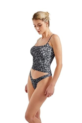 SUUKSESS Women Double Line Square Neck Tank Top Summer Going Out Tops Sleeveless Basic Cami Shirts (Grey Leopard, M) - Image 6