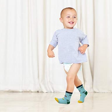 SkiBeaut Toddlers Boy Girl Socks, 12 Pairs Kids Non Slip Grips Children Sticky Slippery Crew Toddlers Boys Girls Socks for 3-5 Years Old - Image 2