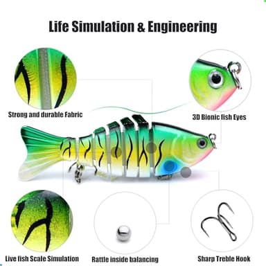 EXAURAFELIS 5pcs 7 Segment Multi-Jointed Swimbaits Fishing Lures for Bass Trout Perch Slow Sinking Lifelike Fishing Lure Kit Swimming Lures Freshwater Saltwater - Image 4