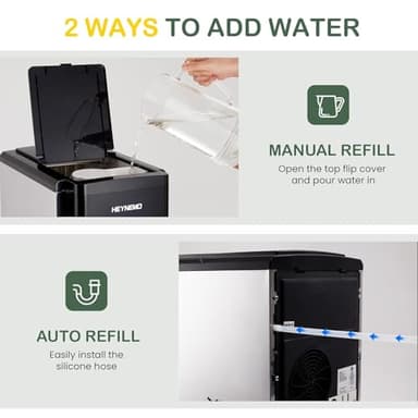 Heynemo 3-in-1 Ice Maker, Ice Dispenser for Ice Making, Ice Crushing, Ice Water, Nugget Ice Machine Countertop, 44lbs Daily Capacity, 12 Ice Cubes in 6 Mins, Perfect for Home, Kitchen, RV Use - Image 3