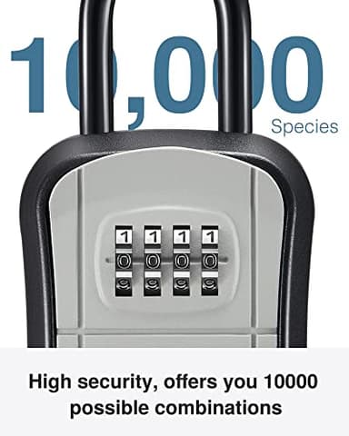 Puroma Key Lock Box, Portable Combination Lockbox Wall-Mounted Key Storage Box for House Keys, Resettable Code Safe Security Lock Box for Home, Office, Apartment Spare Key Storage (1 Pack, Gray) - Image 4